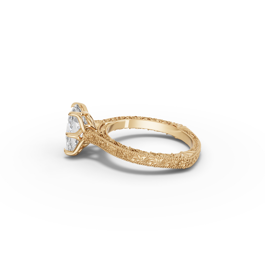 2.50 CT Cushion Lab Grown Diamond Solitaire with Filigree Band