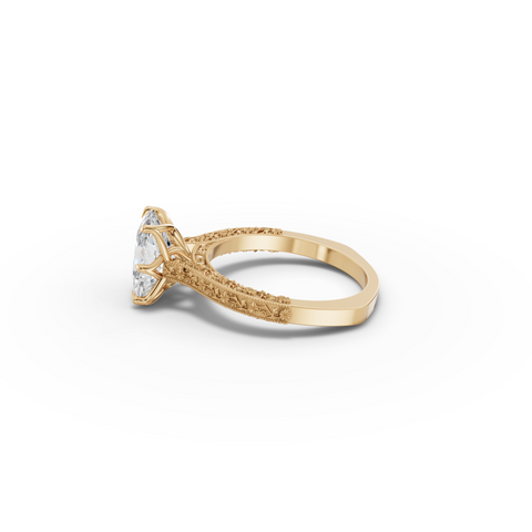 2.50 CT Cushion Lab Diamond Solitaire Ring with Filigree and Milgrain Edges