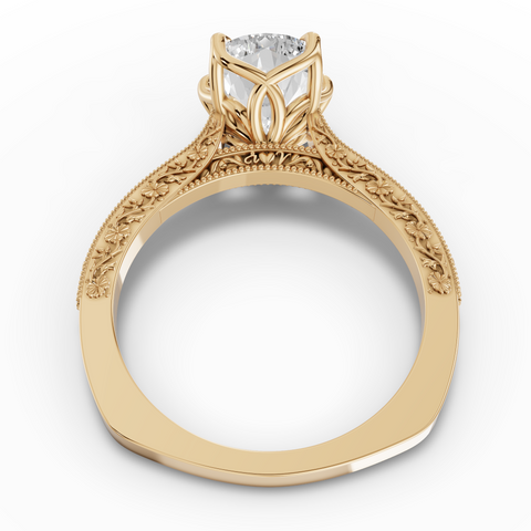 2.50 CT Cushion Lab Diamond Solitaire Ring with Filigree and Milgrain Edges