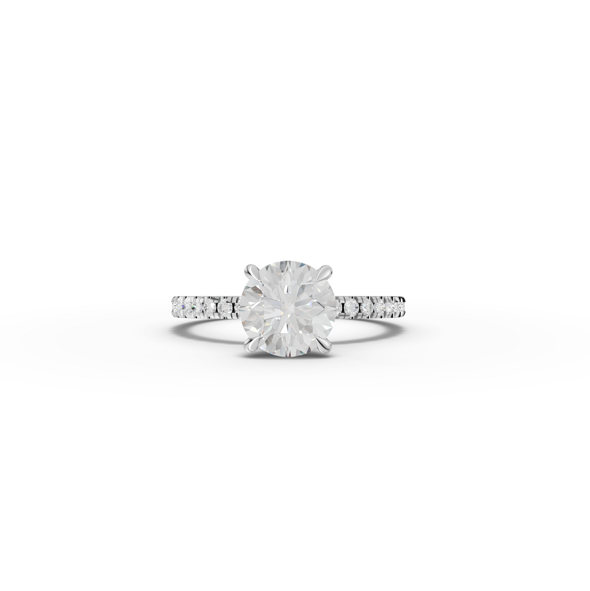 1.77 CT Round Lab Grown Diamond Hidden Halo Pavé Engagement Ring 1.50 CT Center in white gold
