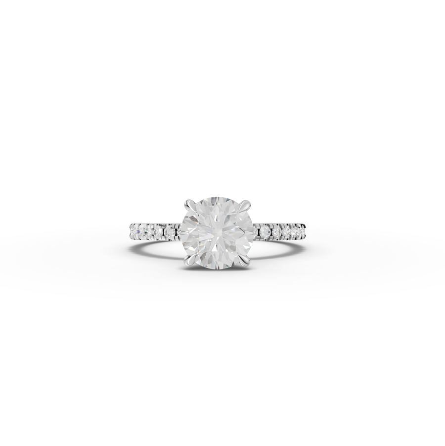1.77 CT Round Lab Grown Diamond Hidden Halo Pavé Engagement Ring 1.50 CT Center in white gold