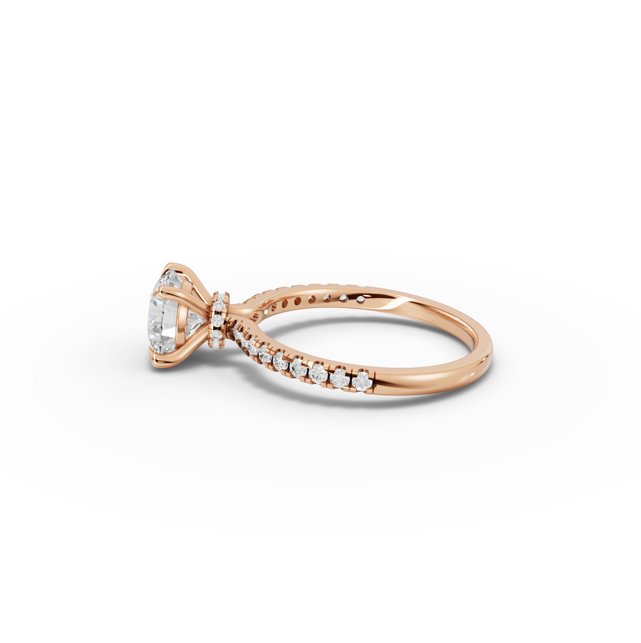 1.77 CT Round Lab Grown Diamond Hidden Halo Pavé Engagement Ring 1.50 CT Center, view 5