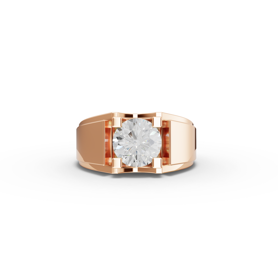 2.00 CT Round Lab iamond Prong Solitaire Men's Wide Band Ring