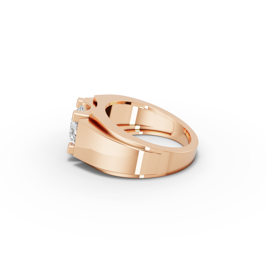 2.00 CT Round Lab iamond Prong Solitaire Men's Wide Band Ring