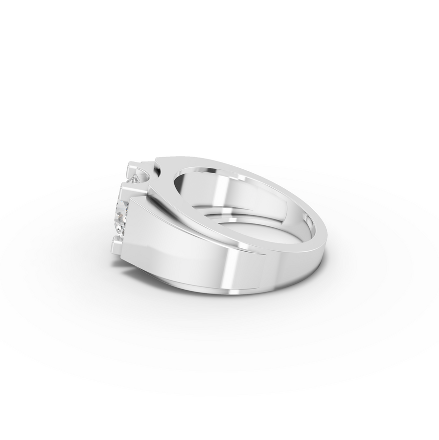 2.00 CT Round Lab iamond Prong Solitaire Men's Wide Band Ring