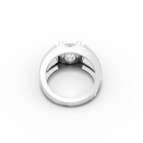 2.00 CT Round Lab iamond Prong Solitaire Men's Wide Band Ring