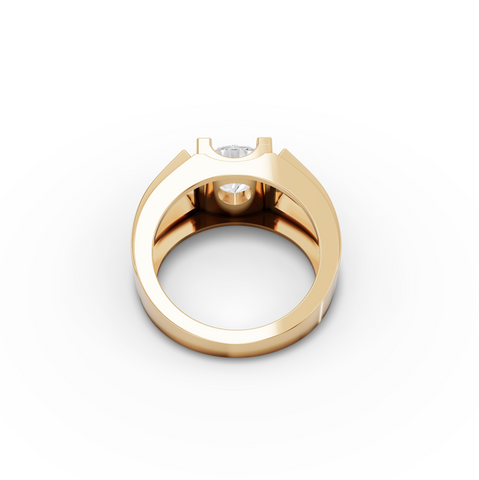 2.00 CT Round Lab iamond Prong Solitaire Men's Wide Band Ring