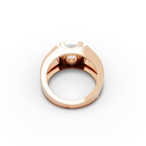 2.00 CT Round Lab iamond Prong Solitaire Men's Wide Band Ring