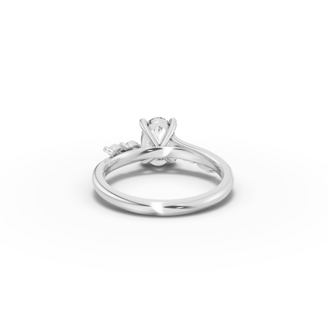1.13 CT Oval Lab Diamond Twisted Band Engagement Ring with Side Stones