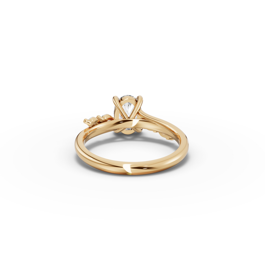 1.13 CT Oval Lab Diamond Twisted Band Engagement Ring with Side Stones