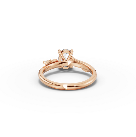 1.13 CT Oval Lab Diamond Twisted Band Engagement Ring with Side Stones