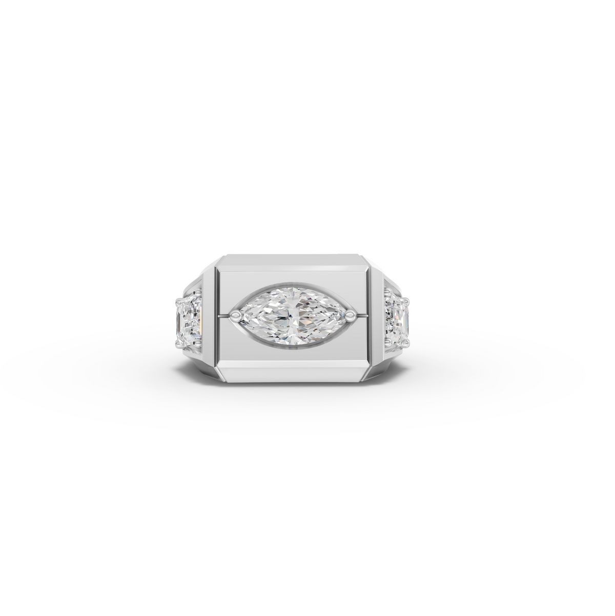 3.00 CT Marquise Lab Diamond East-West Bezel Three-Stone Men's Ring