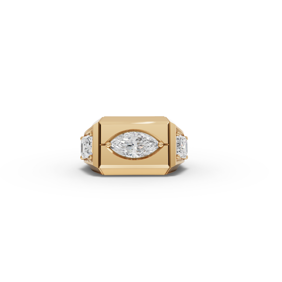 3.00 CT Marquise Lab Diamond East-West Bezel Three-Stone Men's Ring