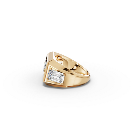 3.00 CT Marquise Lab Diamond East-West Bezel Three-Stone Men's Ring