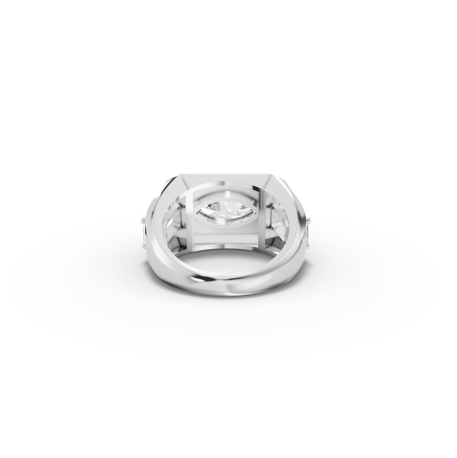 3.00 CT Marquise Lab Diamond East-West Bezel Three-Stone Men's Ring