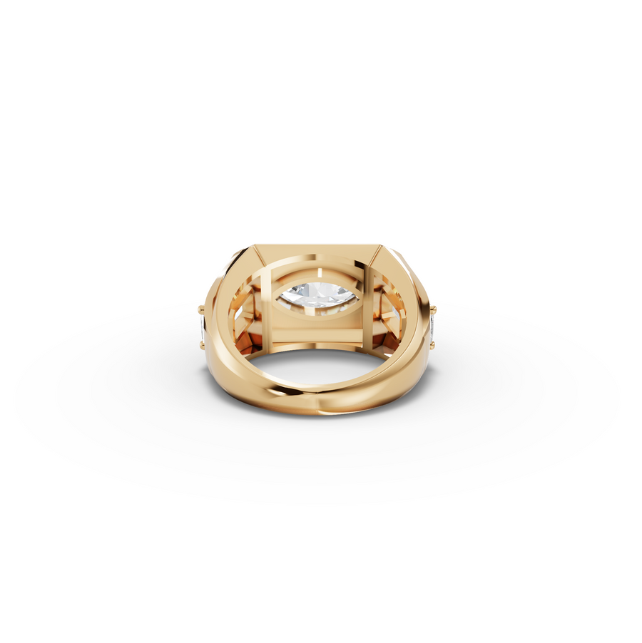 3.00 CT Marquise Lab Diamond East-West Bezel Three-Stone Men's Ring