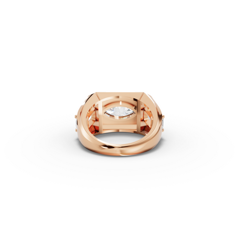 3.00 CT Marquise Lab Diamond East-West Bezel Three-Stone Men's Ring