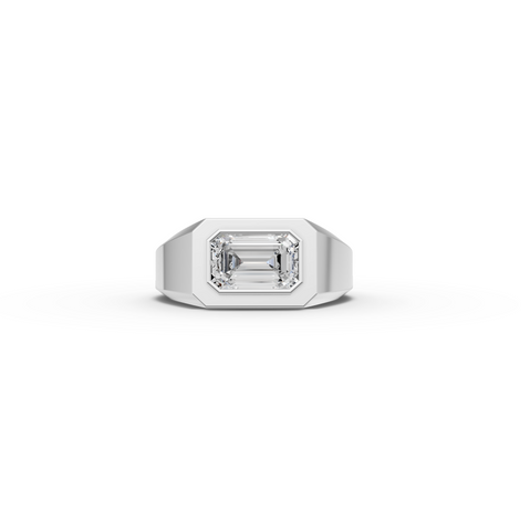1.5 CT Emerald Lab Diamond East-West Bezel Men's Ring