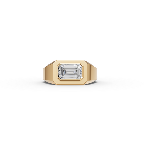 1.5 CT Emerald Lab Diamond East-West Bezel Men's Ring