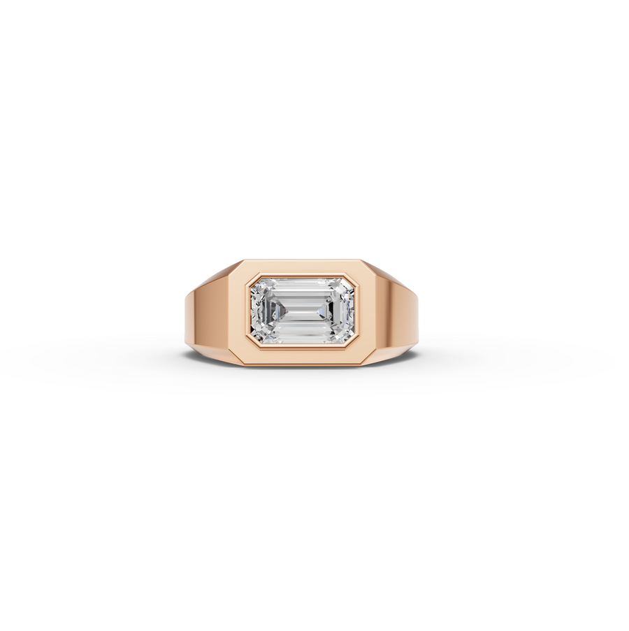 1.5 CT Emerald Lab Diamond East-West Bezel Men's Ring