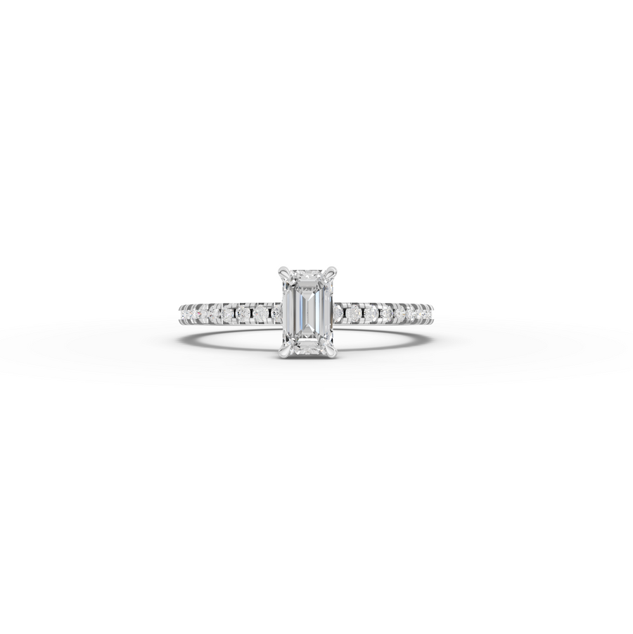 0.72 CT Emerald Hidden Halo Lab Grown Diamond Ring