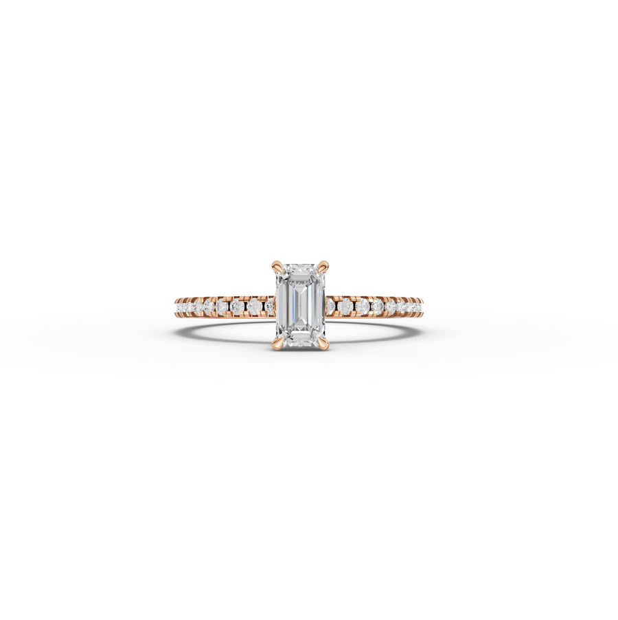 0.72 CT Emerald Hidden Halo Lab Grown Diamond Ring