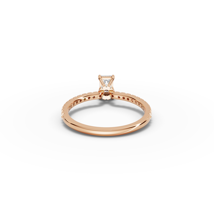 0.72 CT Emerald Hidden Halo Lab Grown Diamond Ring