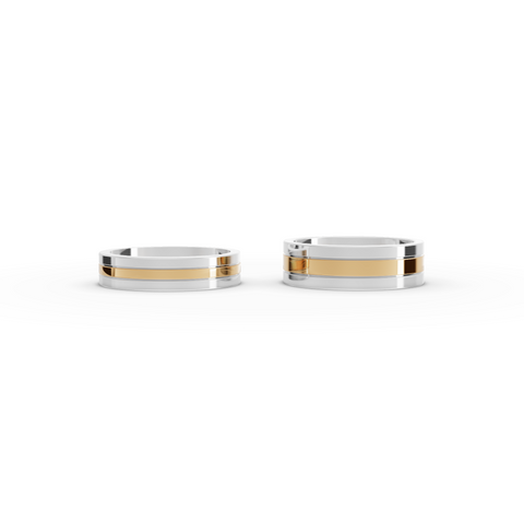 Two Tone Gold Matching Wedding Bands for Couples