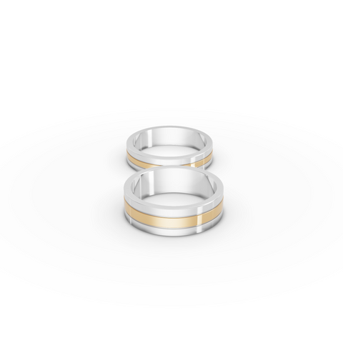 Two Tone Gold Matching Wedding Bands for Couples