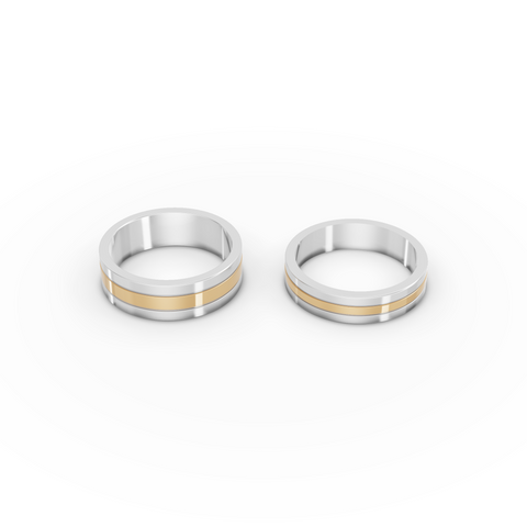 Two Tone Gold Matching Wedding Bands for Couples
