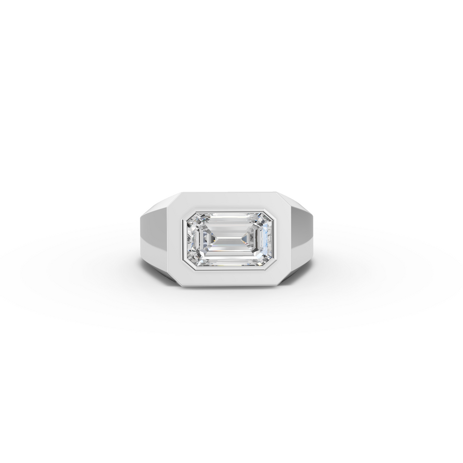 2.00 CT Emerald Lab Grown Diamond Bezel Set Men's Ring
