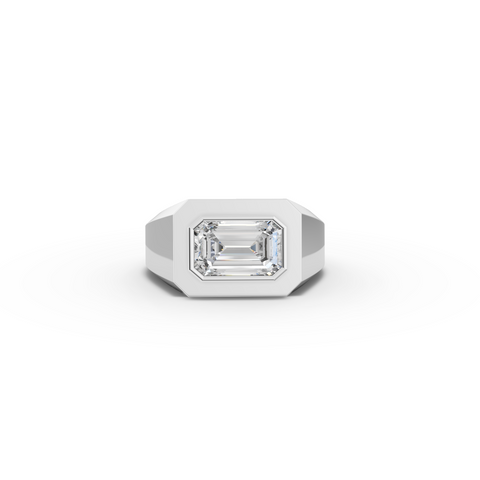 2.00 CT Emerald Lab Grown Diamond Bezel Set Men's Ring