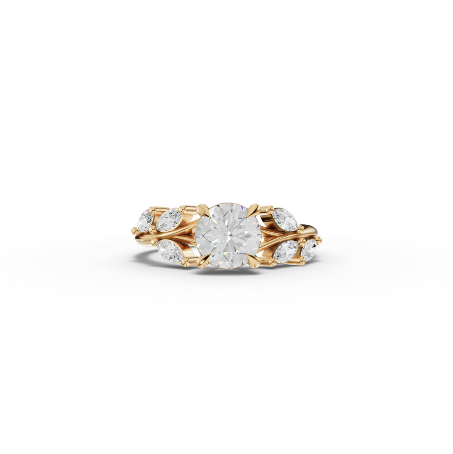 1.31 CT Round Lab Diamond Ring with Marquise Accents