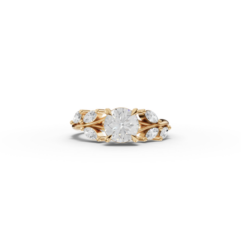 1.31 CT Round Lab Diamond Ring with Marquise Accents