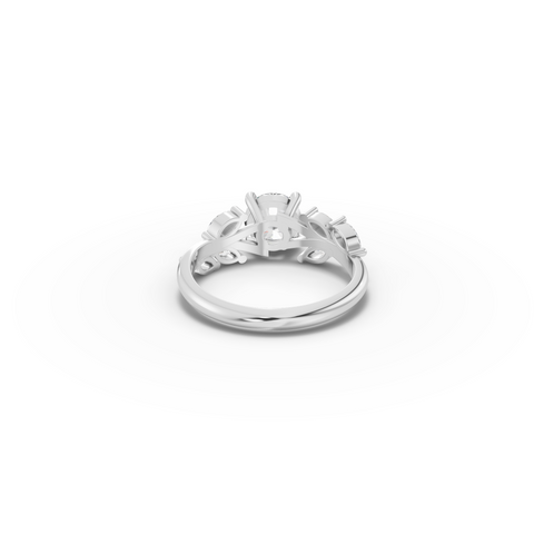 1.31 CT Round Lab Diamond Ring with Marquise Accents