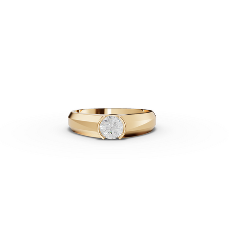 0.50 CT Round Lab Diamond Men's Half Bezel Solitaire Ring
