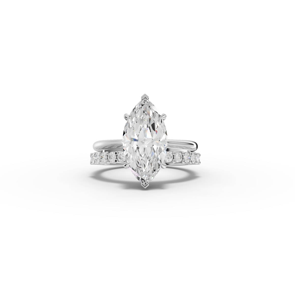 3.49 CT Marquise Lab Grown Diamond Bridal Ring Set