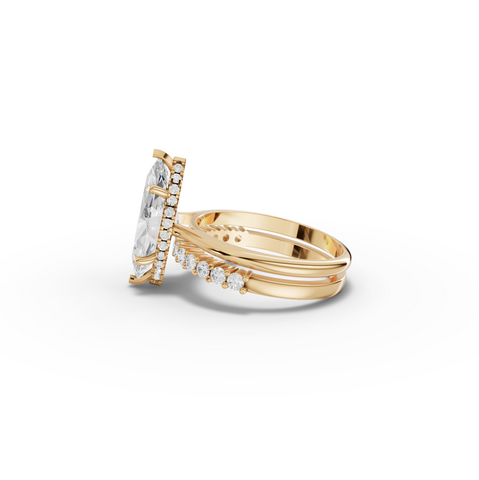 3.49 CT Marquise Lab Grown Diamond Bridal Ring Set