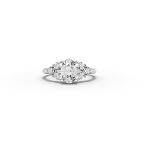 1.20 CT Oval Solitaire Diamond Accent Engagement Ring