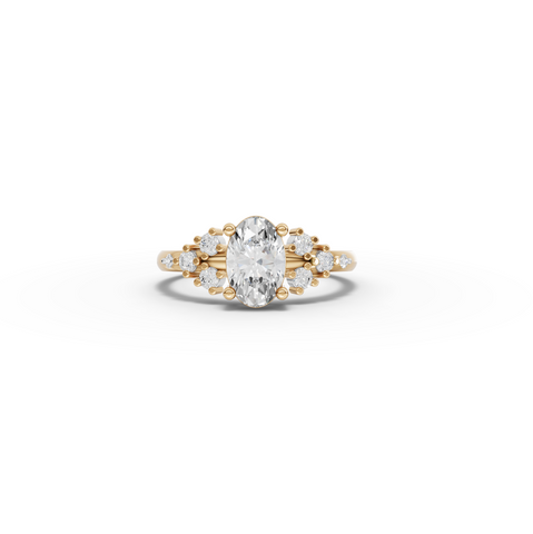 1.20 CT Oval Solitaire Diamond Accent Engagement Ring