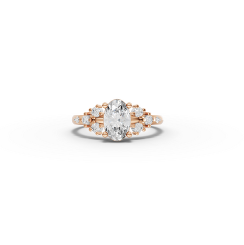 1.20 CT Oval Solitaire Diamond Accent Engagement Ring