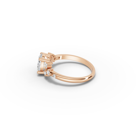 1.20 CT Oval Solitaire Diamond Accent Engagement Ring