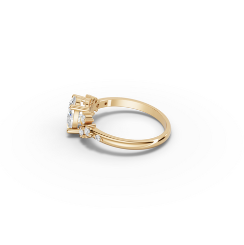 1.20 CT Oval Solitaire Diamond Accent Engagement Ring