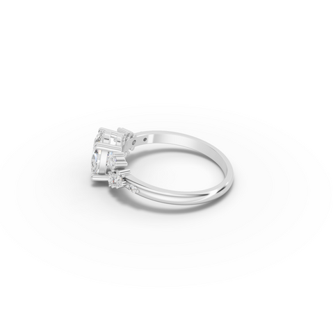1.20 CT Oval Solitaire Diamond Accent Engagement Ring