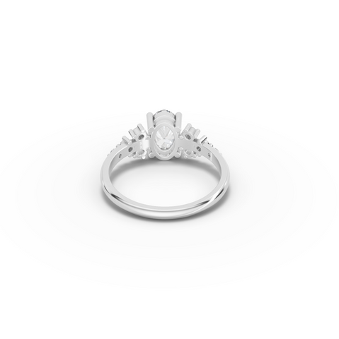 1.20 CT Oval Solitaire Diamond Accent Engagement Ring