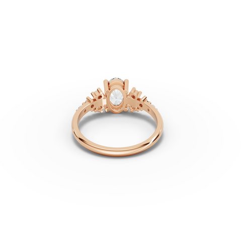 1.20 CT Oval Solitaire Diamond Accent Engagement Ring