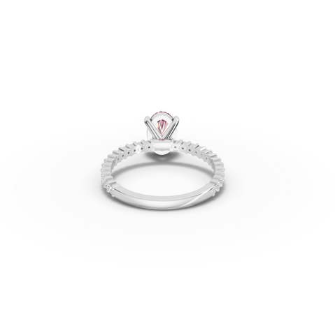 1.27 CT Pink Oval Solitaire Diamond Pavé Engagement Ring