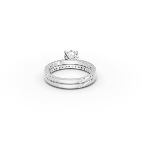 1.55 CT Round Diamond Bridal Ring Set with Double Pavé Bands