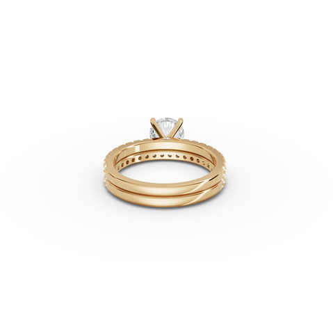 1.55 CT Round Diamond Bridal Ring Set with Double Pavé Bands