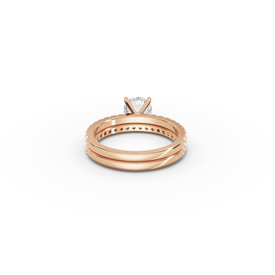 1.55 CT Round Diamond Bridal Ring Set with Double Pavé Bands